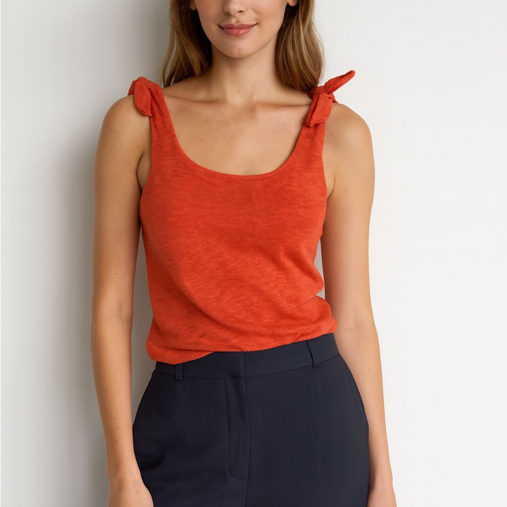 Brand new with tags! Free People Vibrant Orange Tie-Shoulder Tank